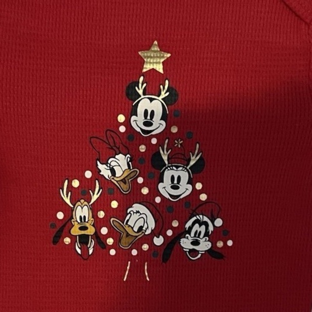 Disney Baby Red Christmas Bodysuit Long Sleeve 0-3 Months Mickey Minnie‎ Donald